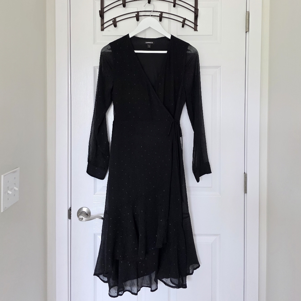 Express Black Long Sleeve Wrap Dress